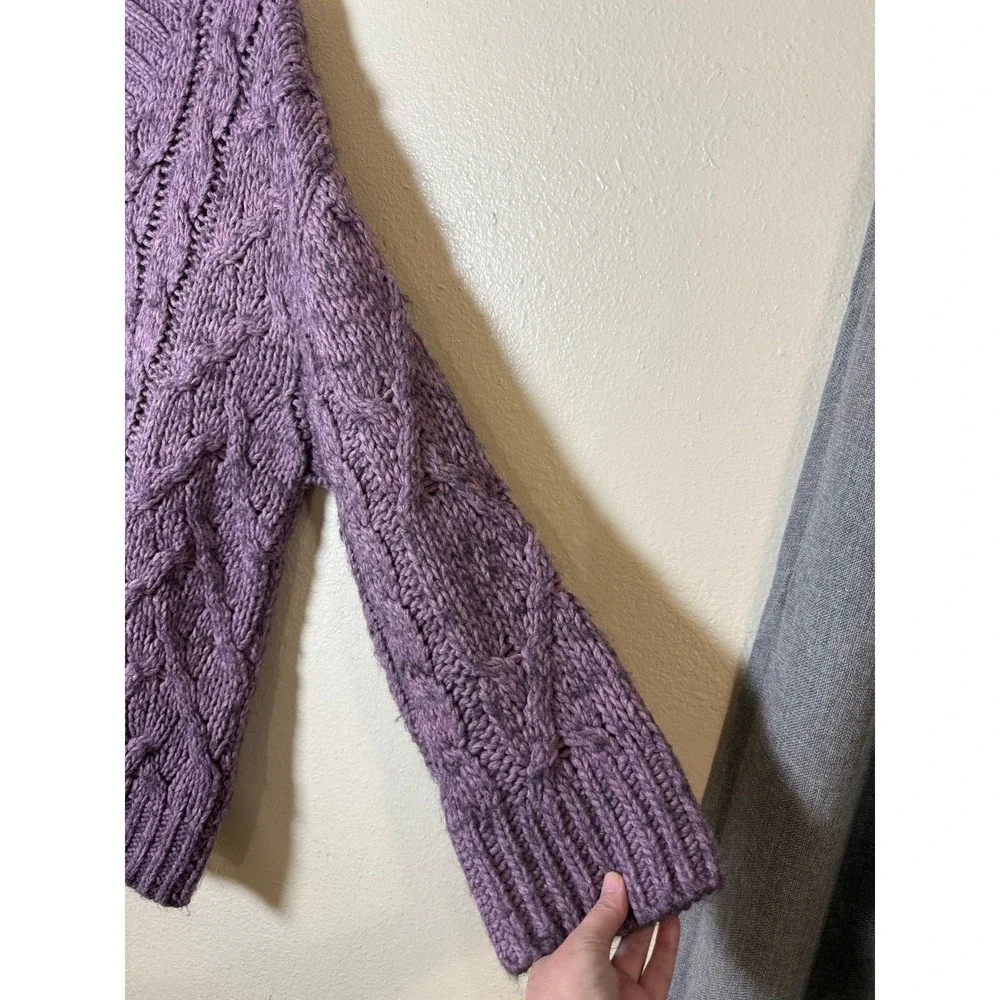 Zara Man Men Sweater Medium Purple‎ Wool Alpaca Blend Cable Knit Italian Yarn